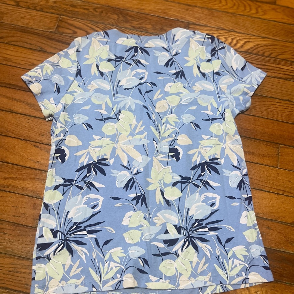 St. John's Bay Blue Floral Blouse - Picture 2 of 5